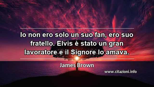 “Io non ero solo un suo fan, ero suo fratello. Elvis è stato un gran lavoratore e il Signore lo amava.”