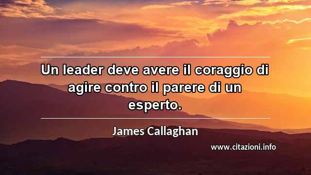 “Un leader deve avere il coraggio di agire contro il parere di un esperto.”
