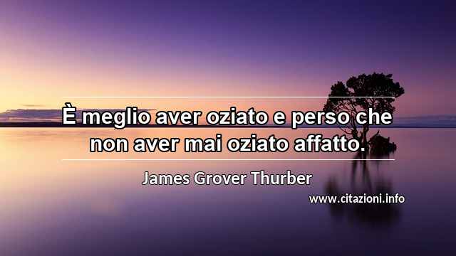 “È meglio aver oziato e perso che non aver mai oziato affatto.”