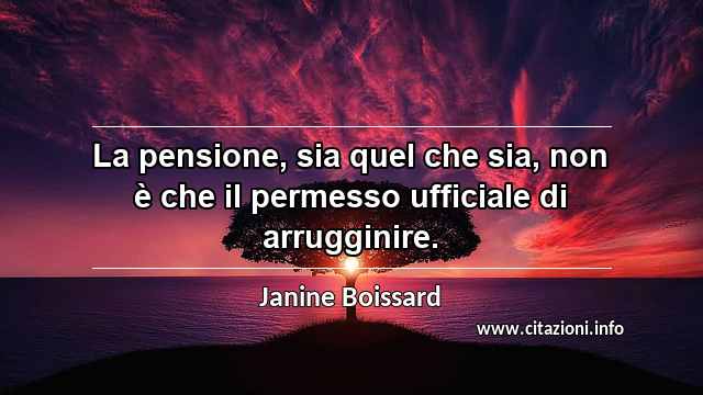 “La pensione, sia quel che sia, non è che il permesso ufficiale di arrugginire.”