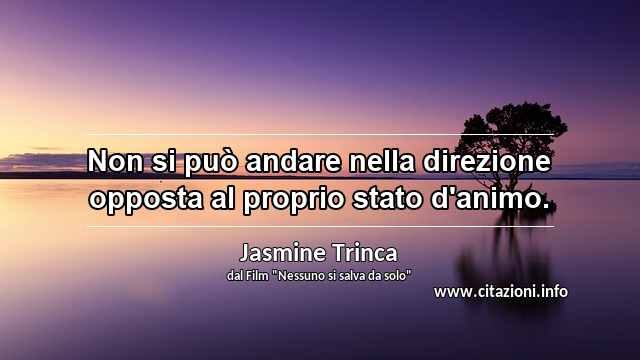“Non si può andare nella direzione opposta al proprio stato d'animo.”