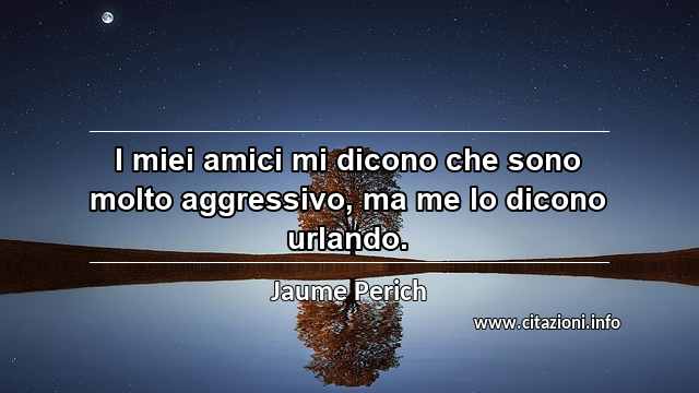 “I miei amici mi dicono che sono molto aggressivo, ma me lo dicono urlando.”