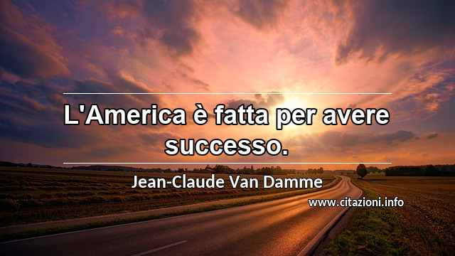 “L'America è fatta per avere successo.”
