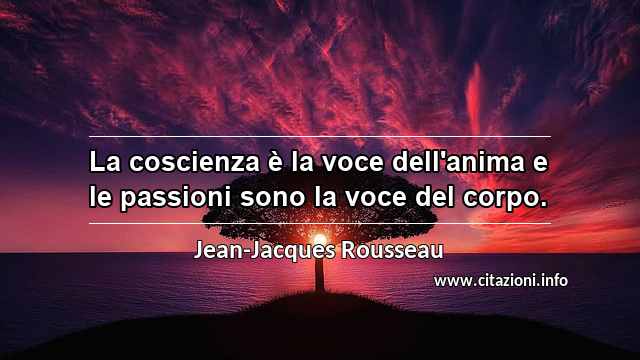 “La coscienza è la voce dell'anima e le passioni sono la voce del corpo.”