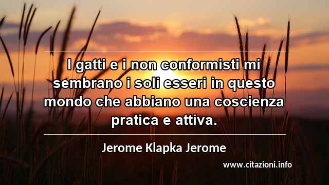 “I gatti e i non conformisti mi sembrano i soli esseri in questo mondo che abbiano una coscienza pratica e attiva.”