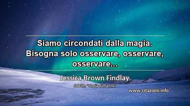 “Siamo circondati dalla magia. Bisogna solo osservare, osservare, osservare...”