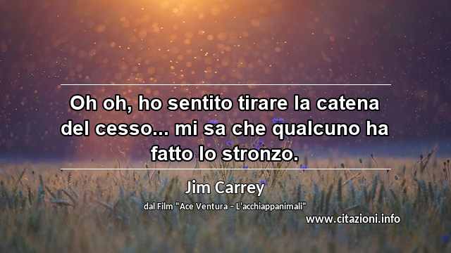 “Oh oh, ho sentito tirare la catena del cesso... mi sa che qualcuno ha fatto lo stronzo.”