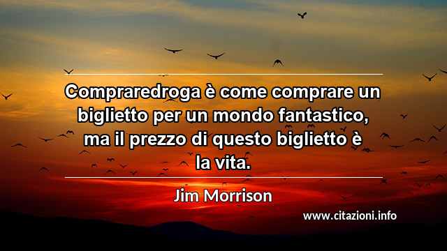 “Compraredroga è come comprare un biglietto per un mondo fantastico, ma il prezzo di questo biglietto è la vita.”