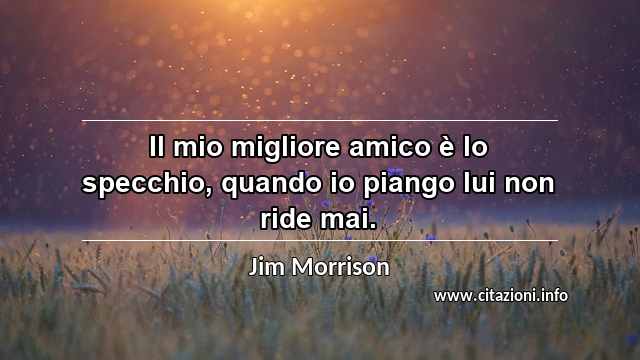 “Il mio migliore amico è lo specchio, quando io piango lui non ride mai.”