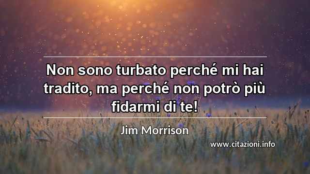 “Non sono turbato perché mi hai tradito, ma perché non potrò più fidarmi di te!”
