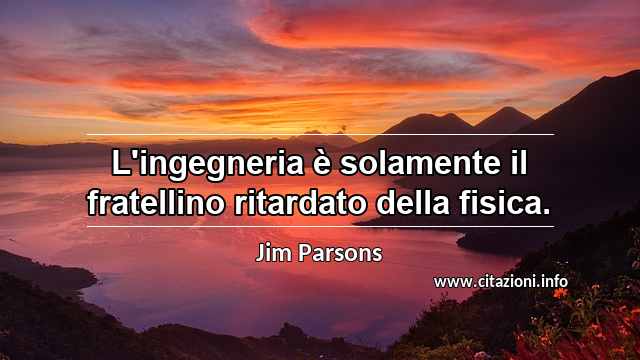 “L'ingegneria è solamente il fratellino ritardato della fisica.”