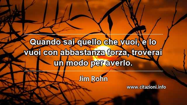 “Quando sai quello che vuoi, e lo vuoi con abbastanza forza, troverai un modo per averlo.”