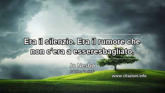 “Era il silenzio. Era il rumore che non c’era a esseresbagliato.”