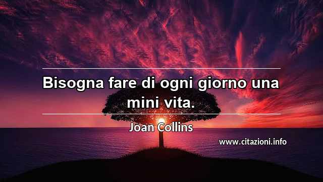 “Bisogna fare di ogni giorno una mini vita.”