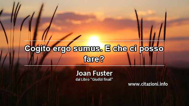 “Cogito ergo sumus. E che ci posso fare?”