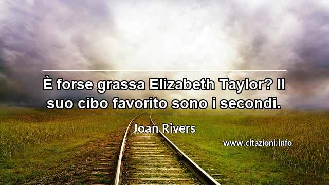 “È forse grassa Elizabeth Taylor? Il suo cibo favorito sono i secondi.”
