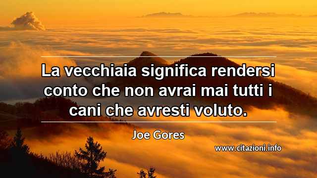 “La vecchiaia significa rendersi conto che non avrai mai tutti i cani che avresti voluto.”