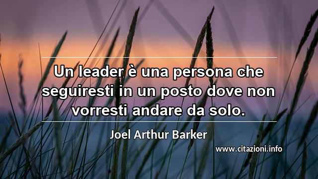 “Un leader è una persona che seguiresti in un posto dove non vorresti andare da solo.”