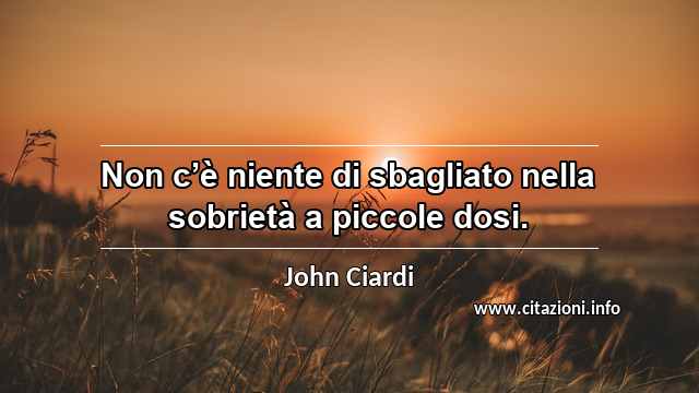 “Non c’è niente di sbagliato nella sobrietà a piccole dosi.”
