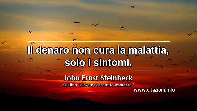 “Il denaro non cura la malattia, solo i sintomi.”