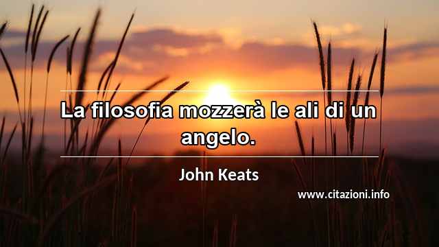 “La filosofia mozzerà le ali di un angelo.”