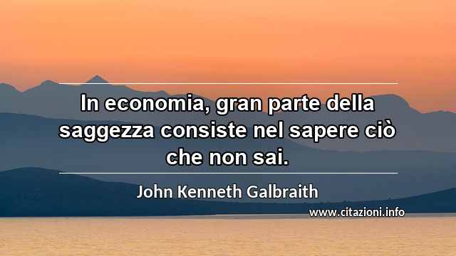 “In economia, gran parte della saggezza consiste nel sapere ciò che non sai.”