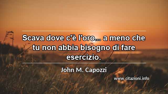 “Scava dove c'è l'oro... a meno che tu non abbia bisogno di fare esercizio.”