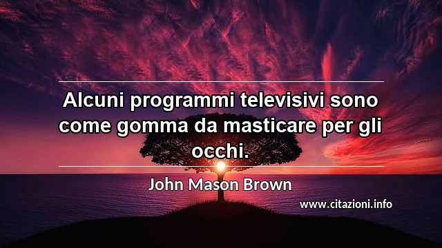 “Alcuni programmi televisivi sono come gomma da masticare per gli occhi.”