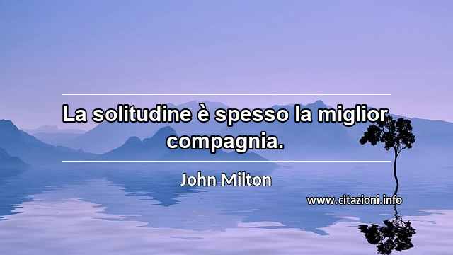 “La solitudine è spesso la miglior compagnia.”