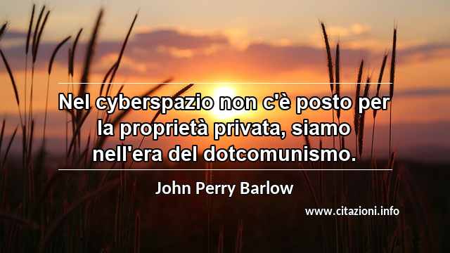 “Nel cyberspazio non c'è posto per la proprietà privata, siamo nell'era del dotcomunismo.”