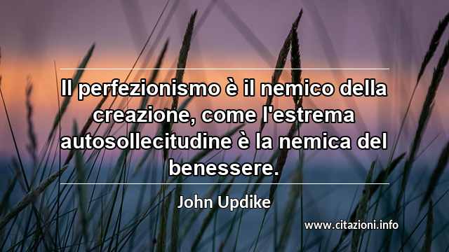 “Il perfezionismo è il nemico della creazione, come l'estrema autosollecitudine è la nemica del benessere.”