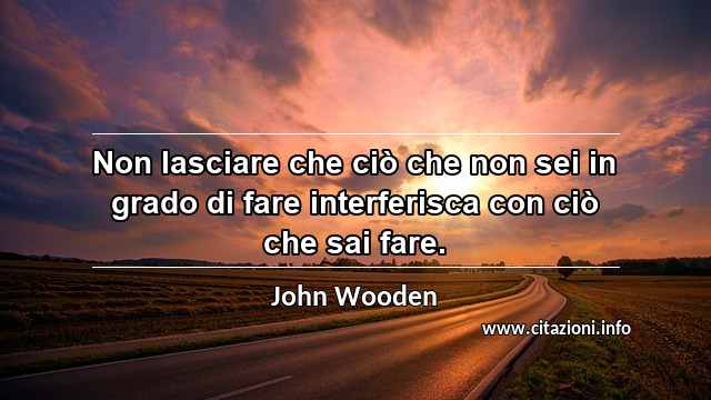 “Non lasciare che ciò che non sei in grado di fare interferisca con ciò che sai fare.”