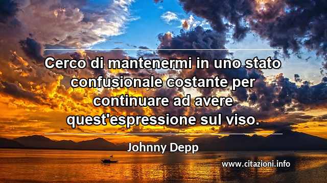“Cerco di mantenermi in uno stato confusionale costante per continuare ad avere quest'espressione sul viso.”