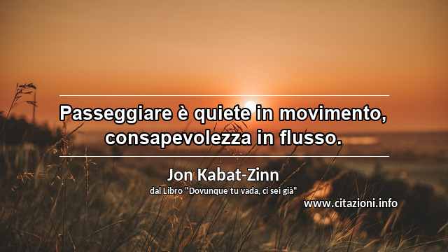 “Passeggiare è quiete in movimento, consapevolezza in flusso.”