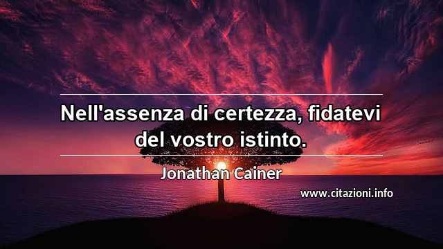 “Nell'assenza di certezza, fidatevi del vostro istinto.”