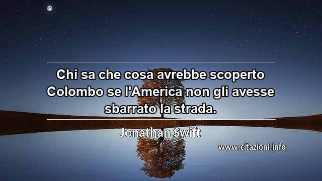 “Chi sa che cosa avrebbe scoperto Colombo se l'America non gli avesse sbarrato la strada.”