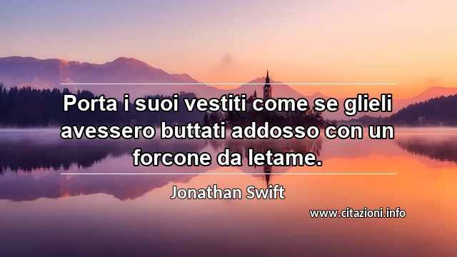 “Porta i suoi vestiti come se glieli avessero buttati addosso con un forcone da letame.”
