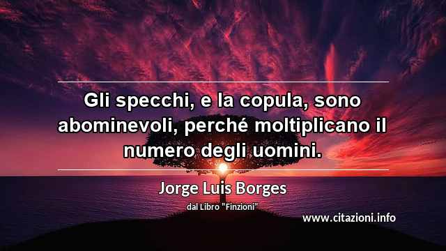 “Gli specchi, e la copula, sono abominevoli, perché moltiplicano il numero degli uomini.”