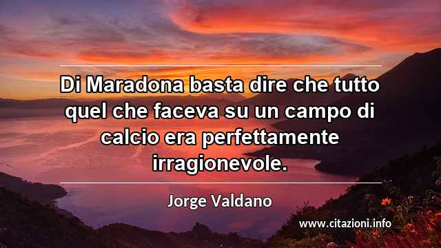 “Di Maradona basta dire che tutto quel che faceva su un campo di calcio era perfettamente irragionevole.”