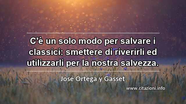 “C'è un solo modo per salvare i classici: smettere di riverirli ed utilizzarli per la nostra salvezza.”