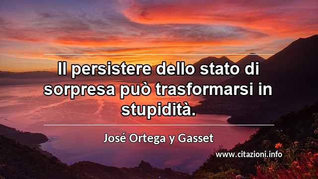 “Il persistere dello stato di sorpresa può trasformarsi in stupidità.”
