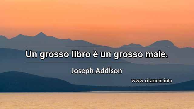 “Un grosso libro è un grosso male.”