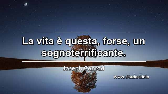 “La vita è questa, forse, un sognoterrificante.”