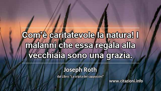 “Com’è caritatevole la natura! I malanni che essa regala alla vecchiaia sono una grazia.”