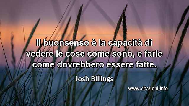 “Il buonsenso è la capacità di vedere le cose come sono, e farle come dovrebbero essere fatte.”