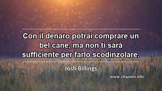 “Con il denaro potrai comprare un bel cane, ma non ti sarà sufficiente per farlo scodinzolare.”