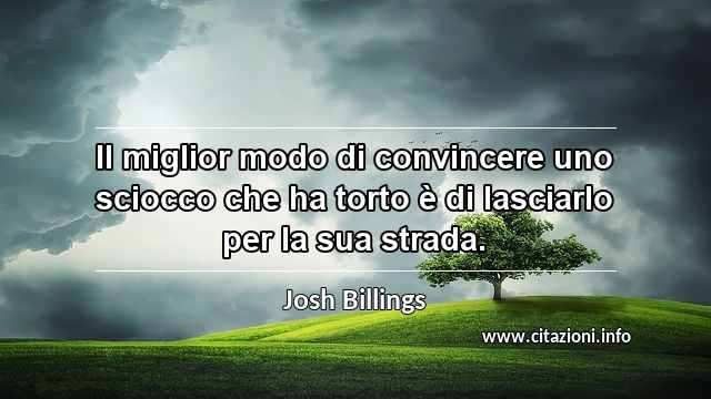 “Il miglior modo di convincere uno sciocco che ha torto è di lasciarlo per la sua strada.”