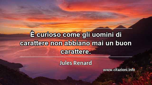 “È curioso come gli uomini di carattere non abbiano mai un buon carattere.”