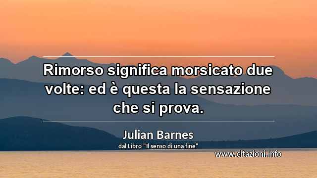 “Rimorso significa morsicato due volte: ed è questa la sensazione che si prova.”