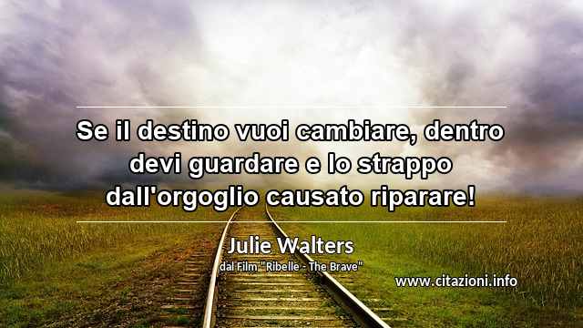 “Se il destino vuoi cambiare, dentro devi guardare e lo strappo dall'orgoglio causato riparare!”